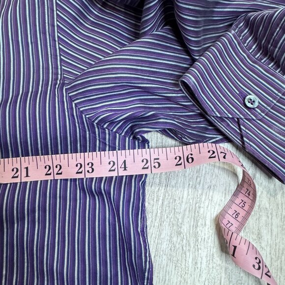 Ermenegildo Zegna Men’s Purple Striped 100% Cotton Long Sleeve Dress Shirt XL - Picture 2 of 8